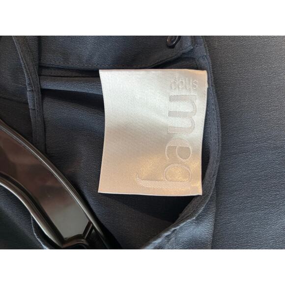 Meg Shop Boxy Silk Top Blue XS 3/4 Dolman Sleeve Split Back Luxury - Picture 10 of 10